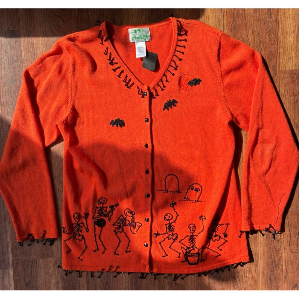 Orange vintage Halloween cardigan